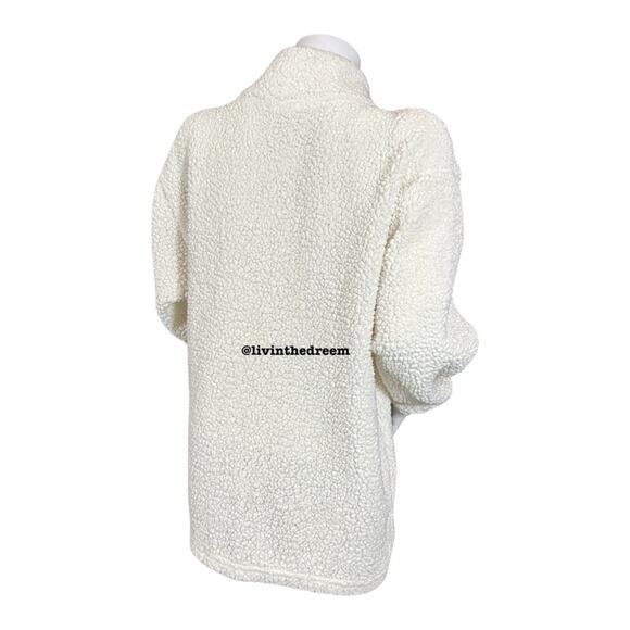 #T5  Victoria's Secret Pink Sherpa Boyfriend Quarter Zip Sweater Pullover M $79 - Picture 11 of 16